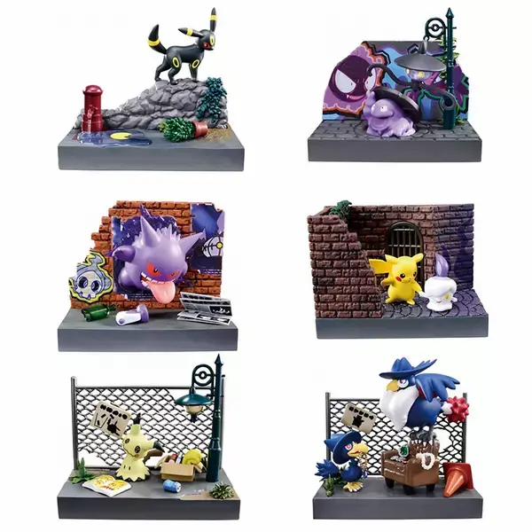 Re-Ment Pokemon Pokemon Town (Back Alley At Night) Trading Figures Box Set Of 6 1