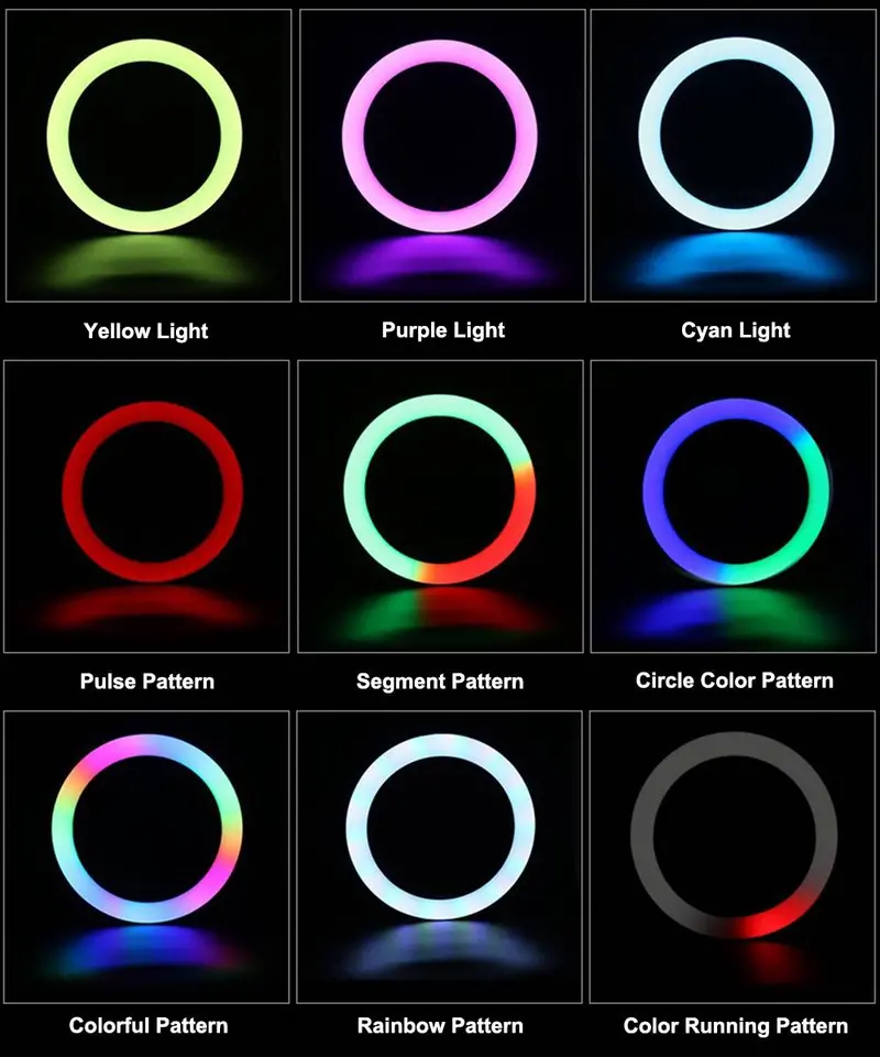 Rgb Led Soft Ring Light Mj26 26Cm With Phone Holder Photography Fill Light Selfie Set 1