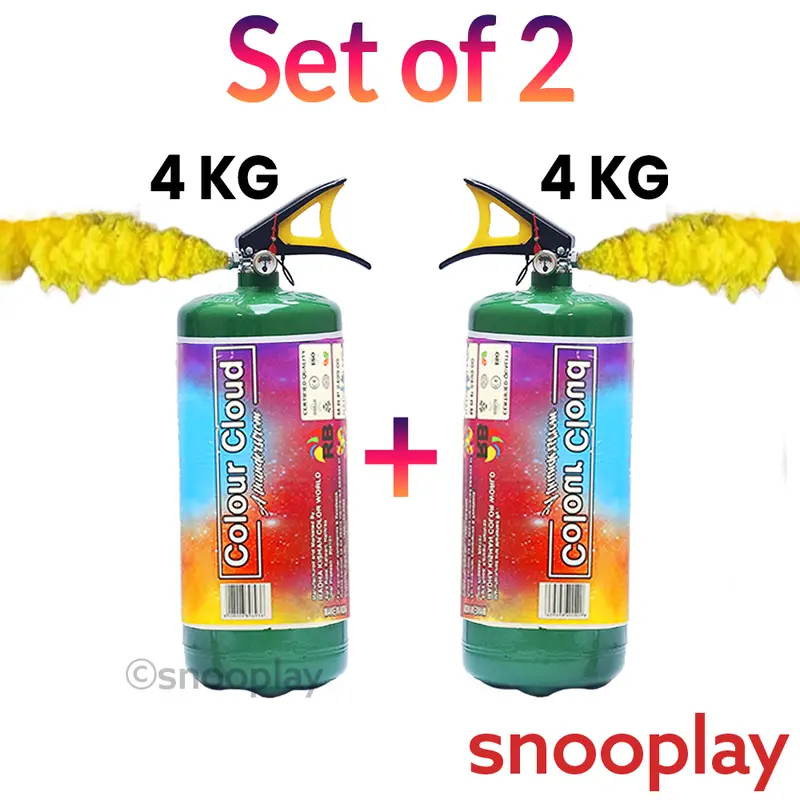 Set Of 2 Premium Holi Non-Toxic Color Cylinders - 4 Kg Each | High Density & Vibrant Holi Powder | Assorted Colours & Prints 1