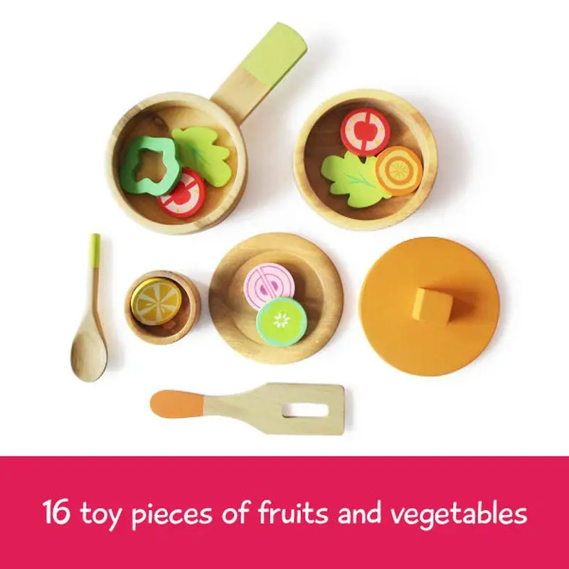 Shumee 16 Pieces Lil Chef's Wooden Cooking Pretend Play Set (3-7 Years) 1