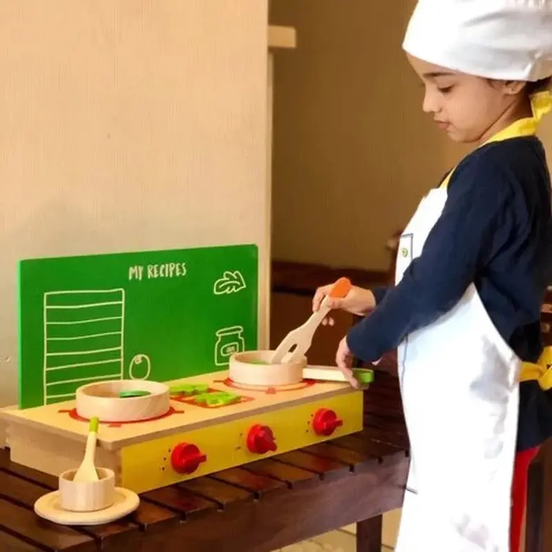 Shumee Little Chef Wooden Cooking Pretend Play Set With Gas Stove (3-7 Years) 1