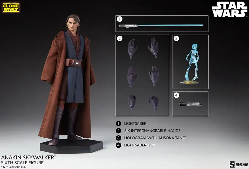 Sideshow Collectible 1/6 Star Wars Clone Wars Anakin Skywalker Sixth Scale Figure 1