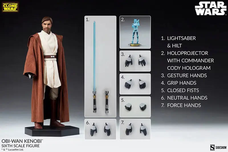 Sideshow Collectible 1/6 Star Wars Clone Wars Obi-Wan Kenobi Sixth Scale Figure 1