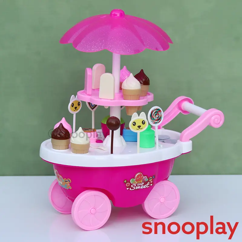 Simarr Sweet Shop Cart For Pretend Play - 19 Food Miniatures (3-5 Years) | Assorted Colours 1