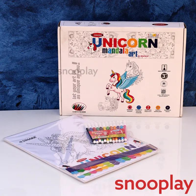 Simarr Unicorn Mandala Art Kit With 20 Coloring Sheets & Unicorn Stickers (6-10 Years) 1