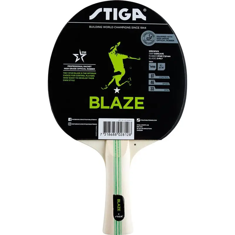 Stiga Carbon Fiber Blaze Table Tennis Bat - Intermediate Table Tennis Racket 1