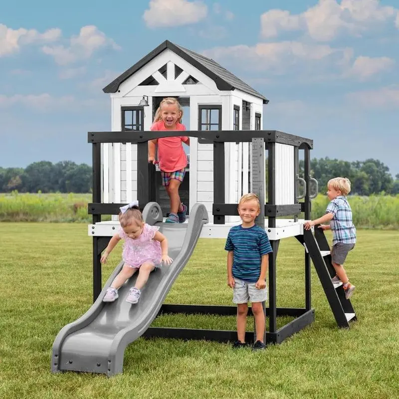 Sweetwater Heights Elevated Playhouse With Wave Slide, Wrap-Around Deck & Kitchen | Weight- 105.69 Kg (2-10 Years) 1