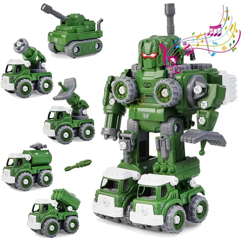 Tak Tak Toys Hyper Morphers 5-In-1 Military Vehicles Set | Build & Transform Into Robot (3-10 Years) 1