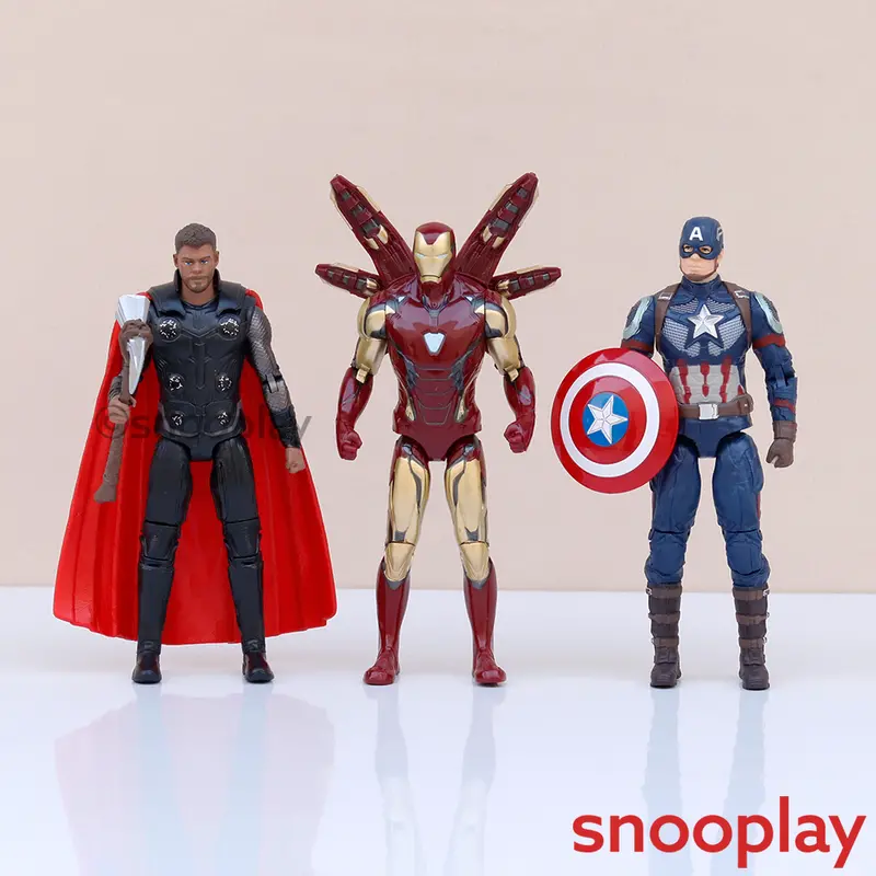 Tak Tak Toys Original Marvel Avengers Endgame Action Figure Set - Iron Man, Captain America & Thor 1