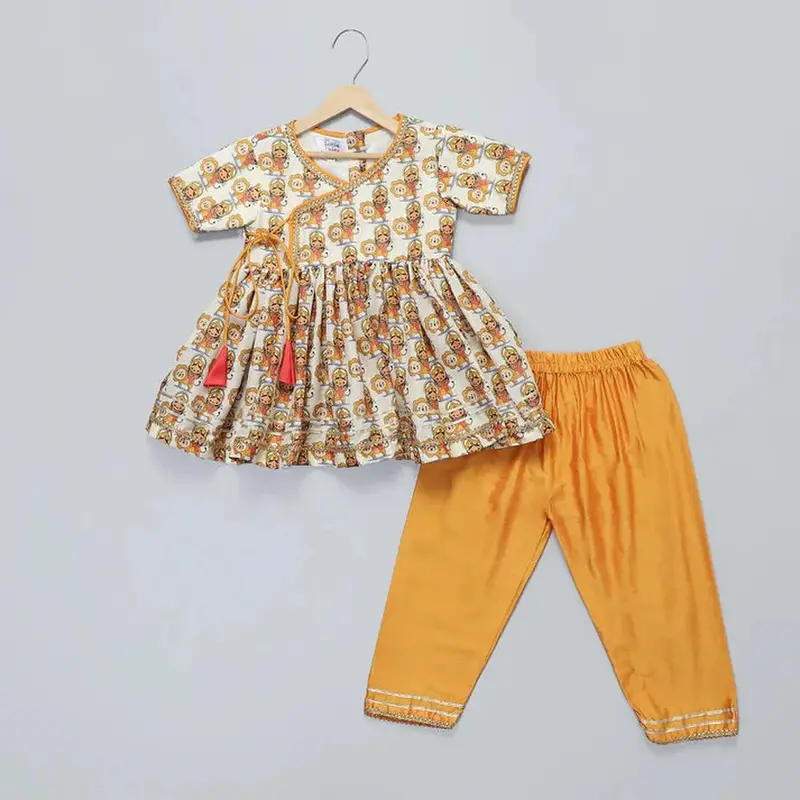 The Little Tales Durgaji Print Kurta Payjama Set (6-7 Years) 1