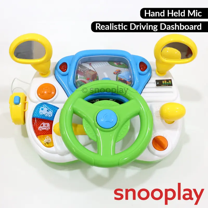 Tiny Racer Driving Simulation Toy With Steering Wheel, Mic, Lights & Sounds (3-8 Years) 1
