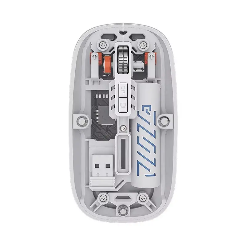 Transparent Wireless Mouse Dual Mode 2.4G + Bt Rechargeable Noiseless Cordless 1