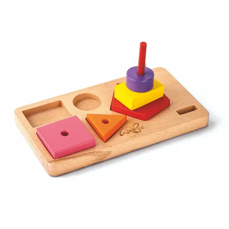 Woodbee Toys 6 Pieces Wooden Stacker Cum Sorter With Base Plate (1-2 Years) 1