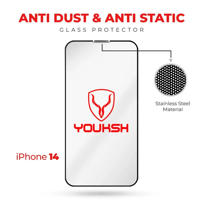 Youksh Apple Iphone 14 Anti Static Glass Protector With Youksh Installation Kit 1