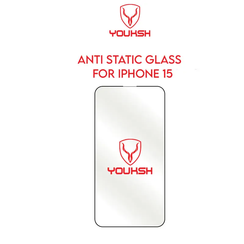 Youksh Apple Iphone 15 Anti Static Clear Glass Protector With Youksh Installation Kit 1