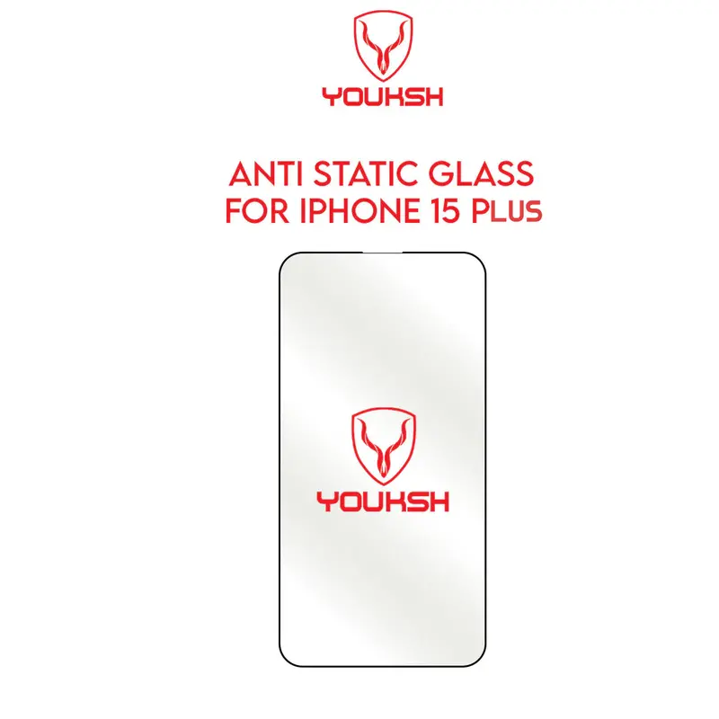 Youksh Apple Iphone 15 Plus Anti Static Clear Glass Protector With Youksh Installation Kit 1