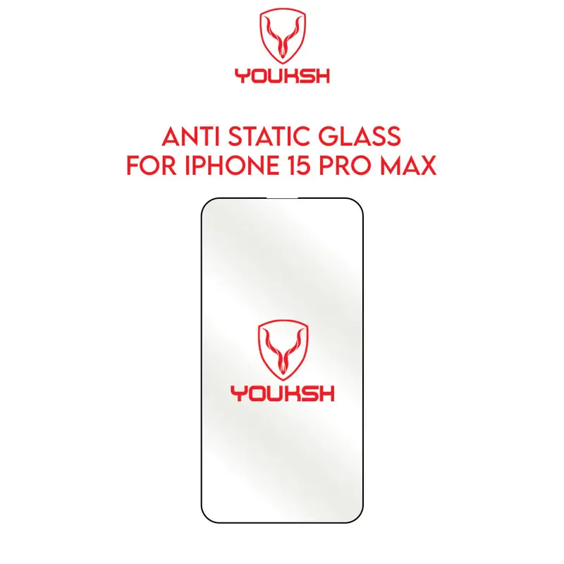 Youksh Apple Iphone 15 Pro Max Anti Static Clear Glass Protector With Youksh Installation Kit 1