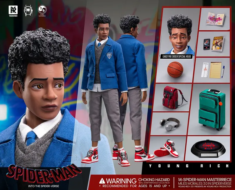 Young Rich 1/6 Miles Morales (Spider-Man: Into The Spider-Verse0) Sixth Scale Action Figure 1