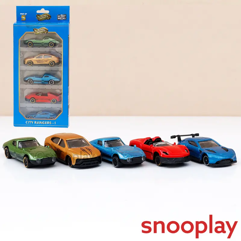 Zoom Wheelz Pack Of 5 City Rangers-1 Diecast Cars | 1:64 Scale (7 Years Till Grown Ups) | Assorted Colors 1
