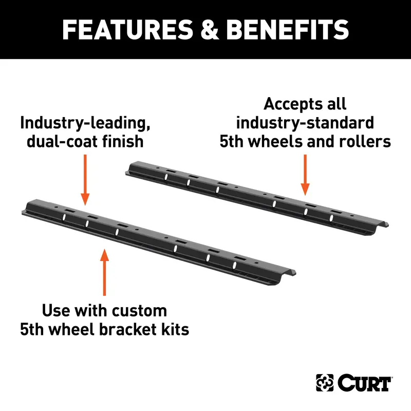 Curt Universal 5Th Wheel Base Rail Kit – 25,000 Lb Capacity, Carbide Black Finish (Part #16200) 1
