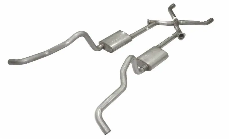 Pypes Sgc17T Crossmember-Back Exhaust System For 1955–1957 Tri-Five Chevys – 2.5” Stainless W/X-Pipe & Turbo Mufflers 1