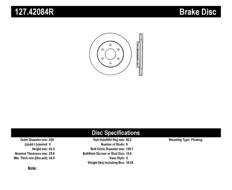 Stoptech 127.42084R Sport-Series Drilled And Slotted Front Right Brake Rotor 1