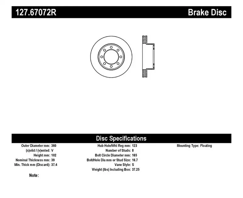 Stoptech 127.67072R Front Right Sport Drilled And Slotted Brake Rotor 1