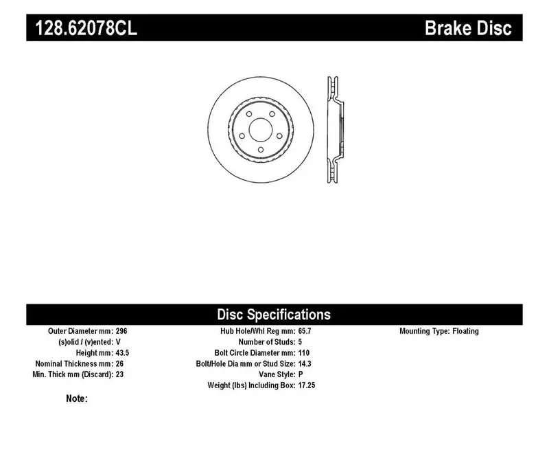 Stoptech 128.62078Cl Front Left Cryo-Treated Cross-Drilled Sport Brake Rotor 1