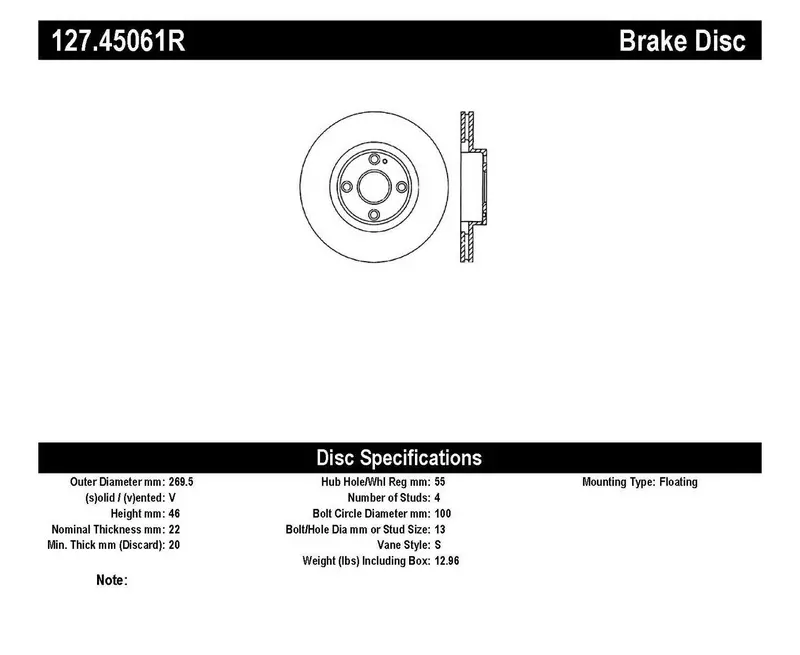 Stoptech Front Right Sport Brake Rotor – Drilled & Slotted Design (127.45061R) 1