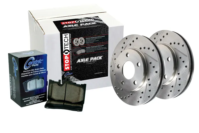 Stoptech Sport Rear Brake Kit With Slotted Rotors And Stainless Steel Brake Lines 1