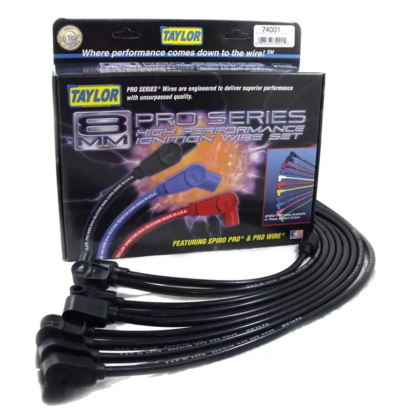 Taylor Cable Spiro-Pro Ignition Wire Set – 8Mm, Custom-Length, Black Silicone 1