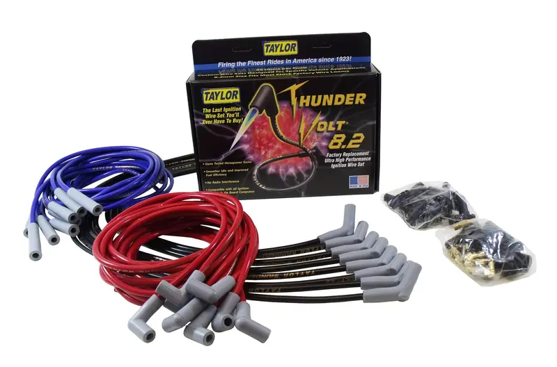 Taylor Thundervolt 8.2Mm Red Ignition Wire Set – 11.75" Length, 180° Plug Boots 1